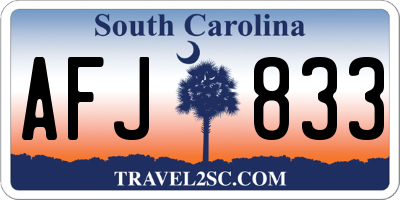 SC license plate AFJ833