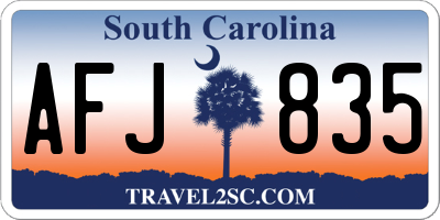 SC license plate AFJ835