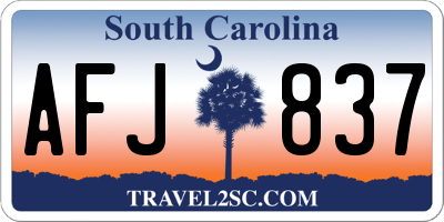SC license plate AFJ837