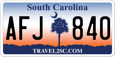 SC license plate AFJ840