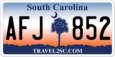 SC license plate AFJ852