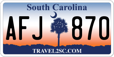 SC license plate AFJ870