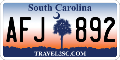SC license plate AFJ892