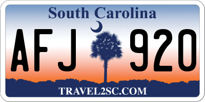 SC license plate AFJ920