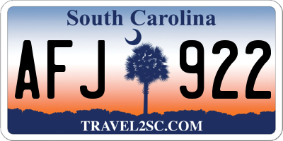 SC license plate AFJ922