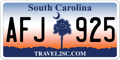 SC license plate AFJ925