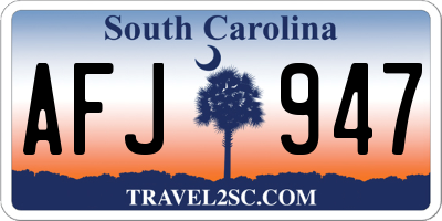 SC license plate AFJ947