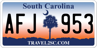 SC license plate AFJ953