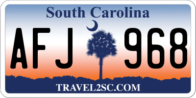 SC license plate AFJ968