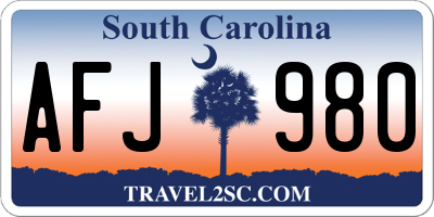 SC license plate AFJ980