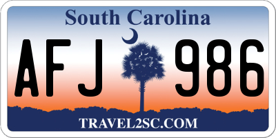SC license plate AFJ986
