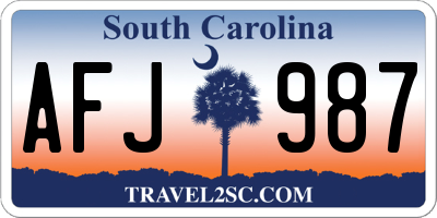 SC license plate AFJ987