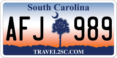 SC license plate AFJ989