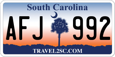 SC license plate AFJ992
