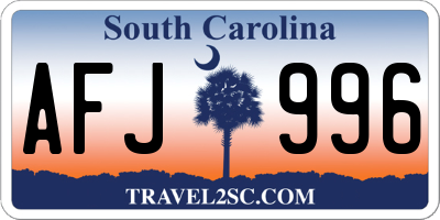 SC license plate AFJ996