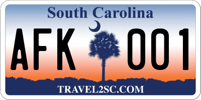 SC license plate AFK001