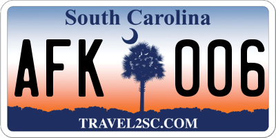 SC license plate AFK006