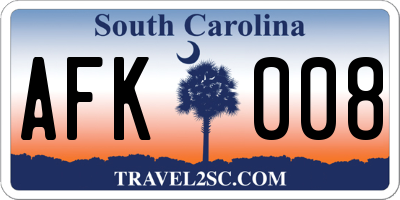 SC license plate AFK008