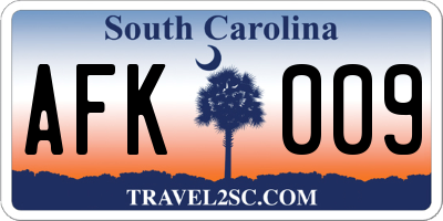 SC license plate AFK009