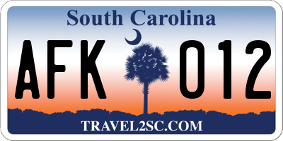 SC license plate AFK012