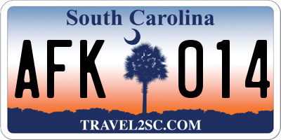 SC license plate AFK014