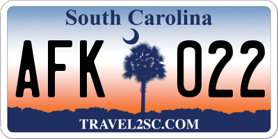 SC license plate AFK022