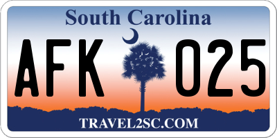 SC license plate AFK025