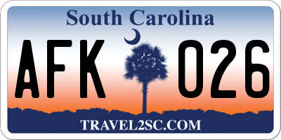 SC license plate AFK026