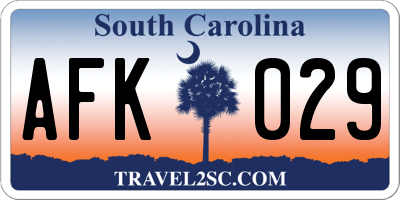SC license plate AFK029