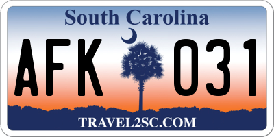 SC license plate AFK031