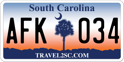 SC license plate AFK034