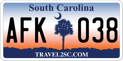 SC license plate AFK038