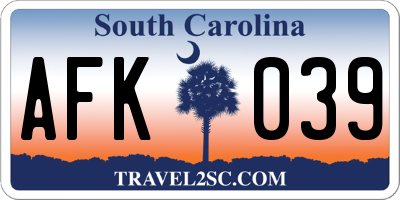 SC license plate AFK039