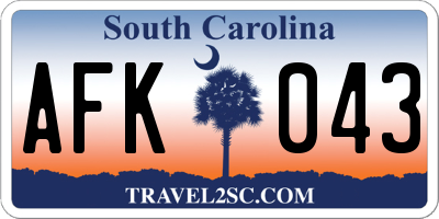 SC license plate AFK043