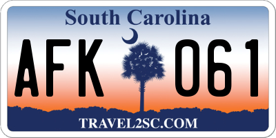 SC license plate AFK061