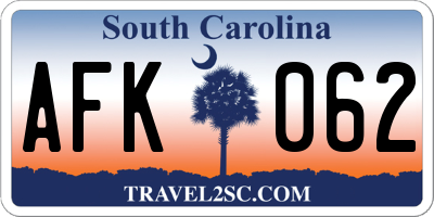 SC license plate AFK062