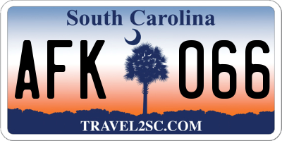 SC license plate AFK066