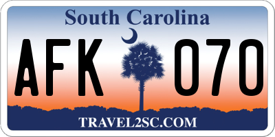 SC license plate AFK070