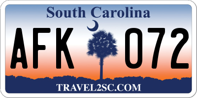 SC license plate AFK072