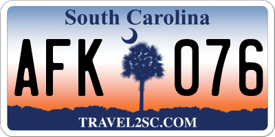 SC license plate AFK076