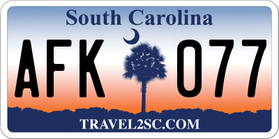 SC license plate AFK077