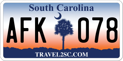 SC license plate AFK078
