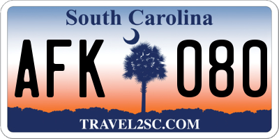 SC license plate AFK080