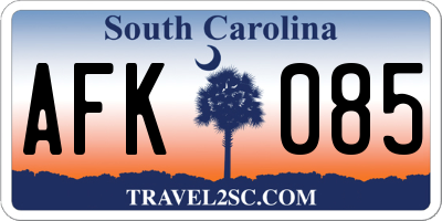 SC license plate AFK085