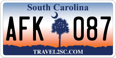 SC license plate AFK087