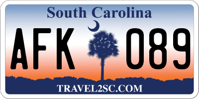 SC license plate AFK089