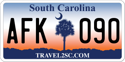 SC license plate AFK090