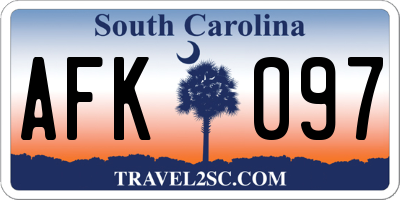 SC license plate AFK097
