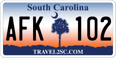 SC license plate AFK102