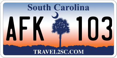 SC license plate AFK103